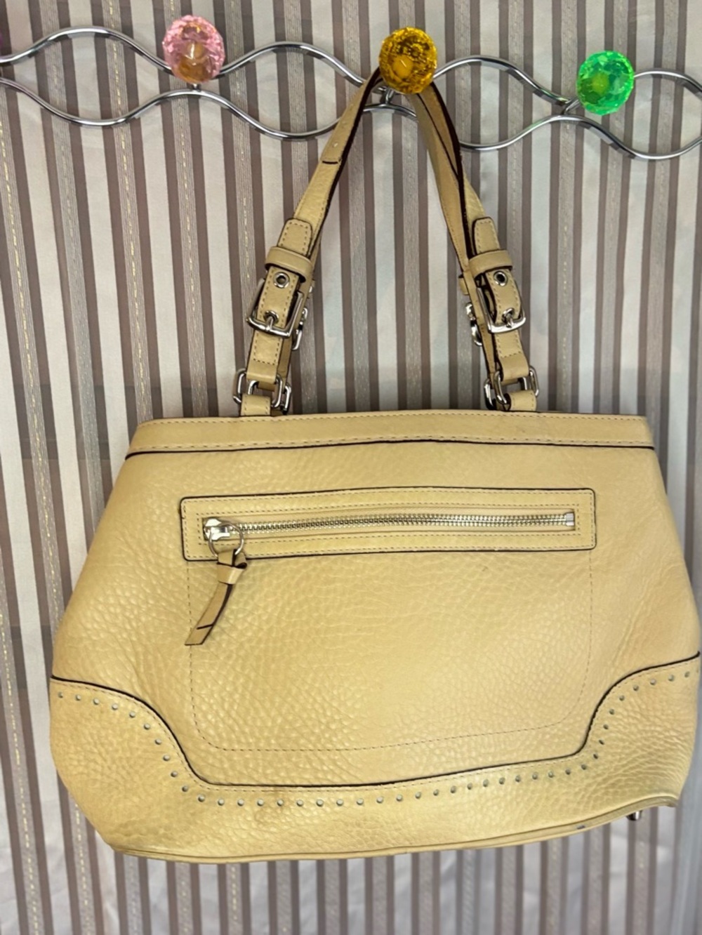 Coach Hampton Pebbled Leather Tassel Satchel